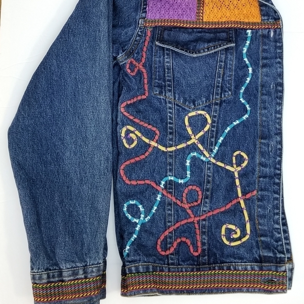 Vintage hand-stitched jean jacket, 90's - Picture 4 of 5